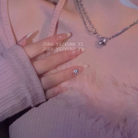 Double stacked square pink zircon necklace - Picture 8 of 13